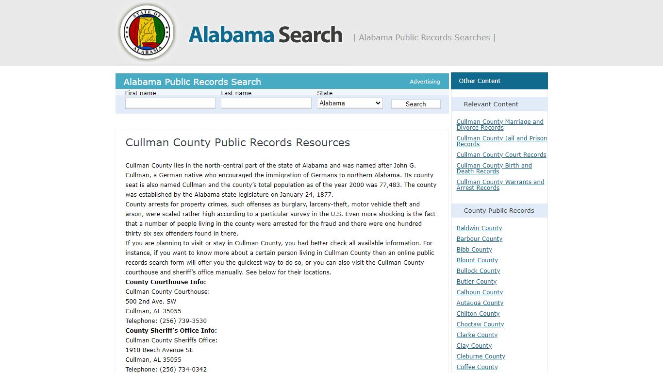 Cullman County Public Records Resources | Alabama - AL Search