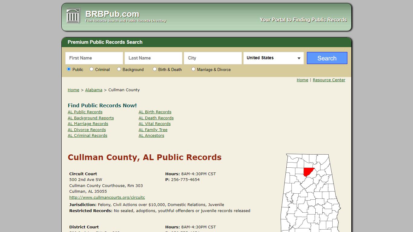 Cullman County Public Records | Search Alabama Government Databases